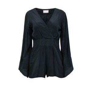 Alexis Black 100% Silk Bell Sleeve Bianca Romper Size S